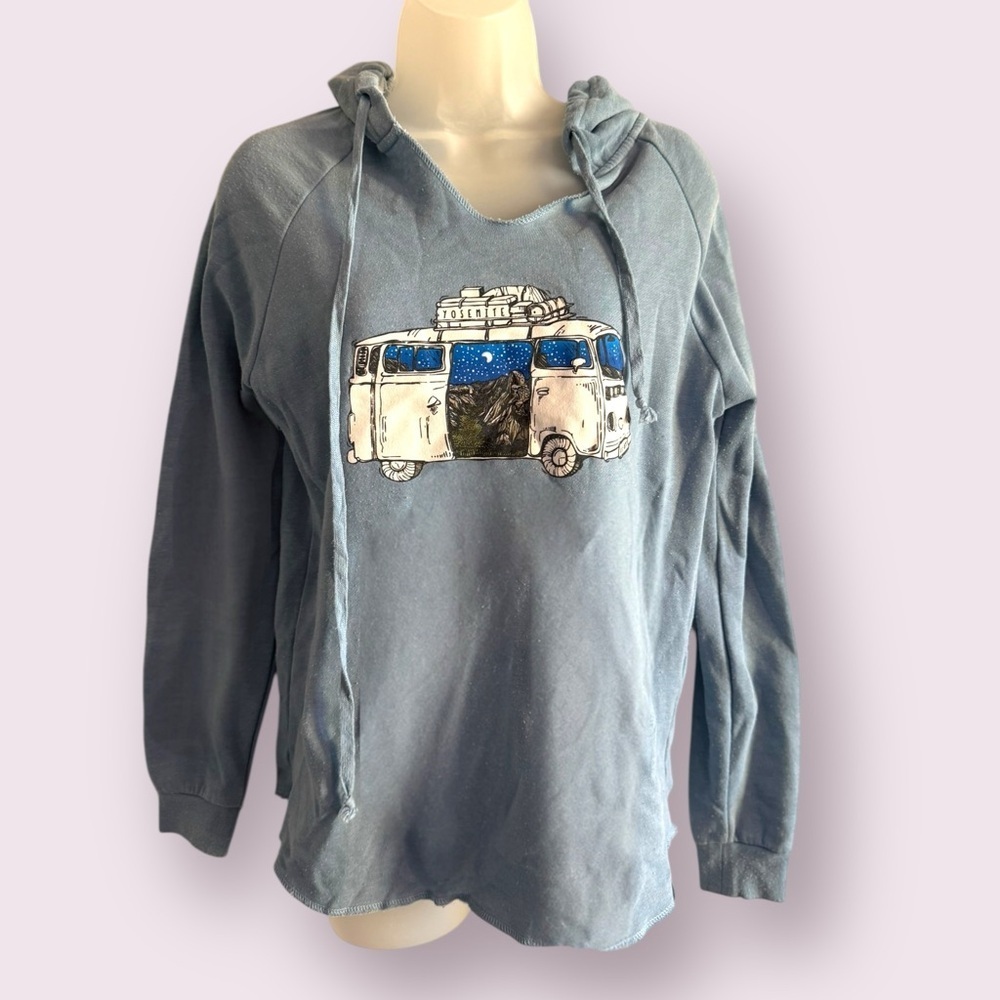 Wild Tribute Yosemite Van Life Graphic Hoodie Blue Size XS